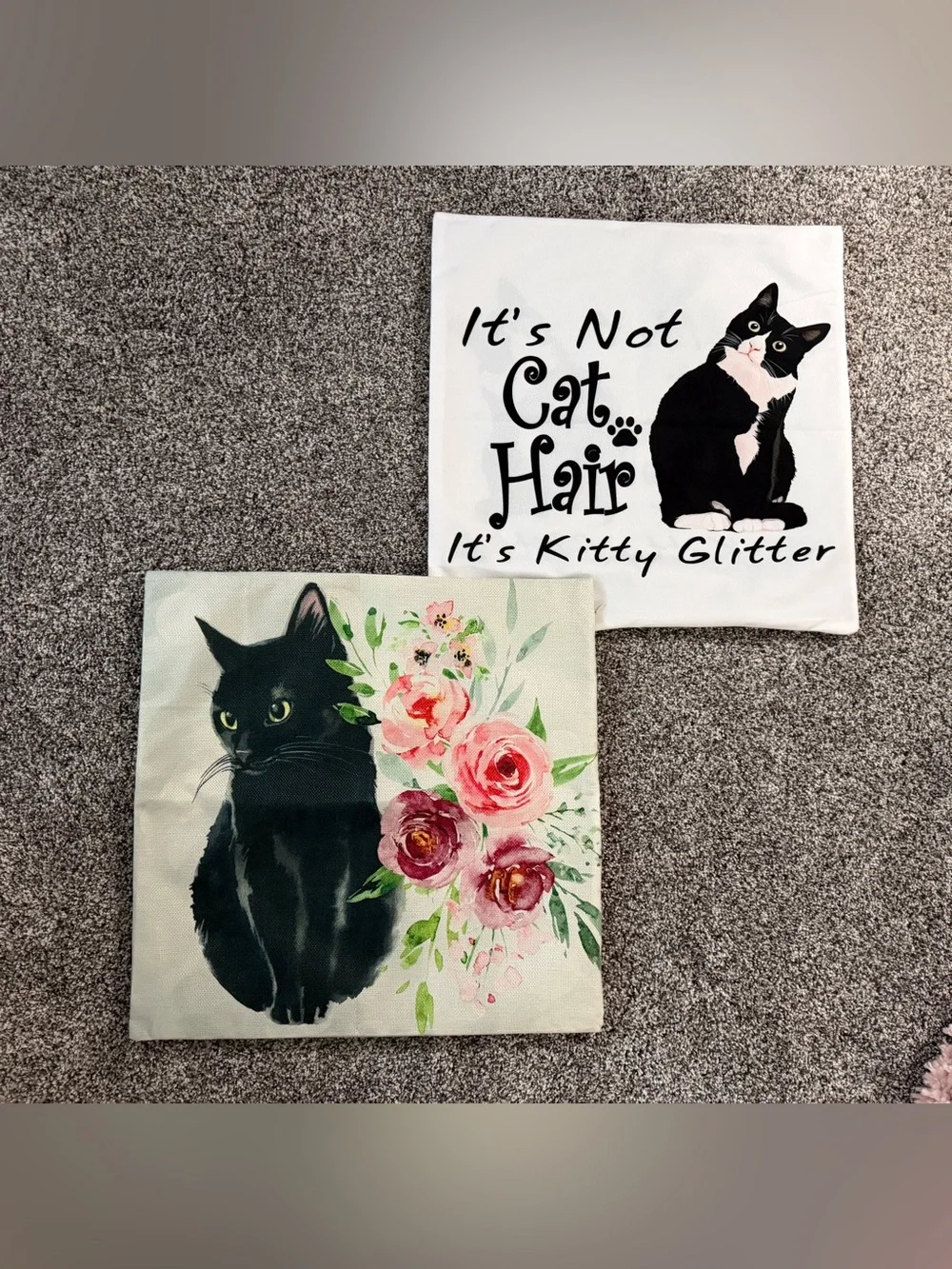 Decorative Black Cat Canvas Pillow Covers- 18x18